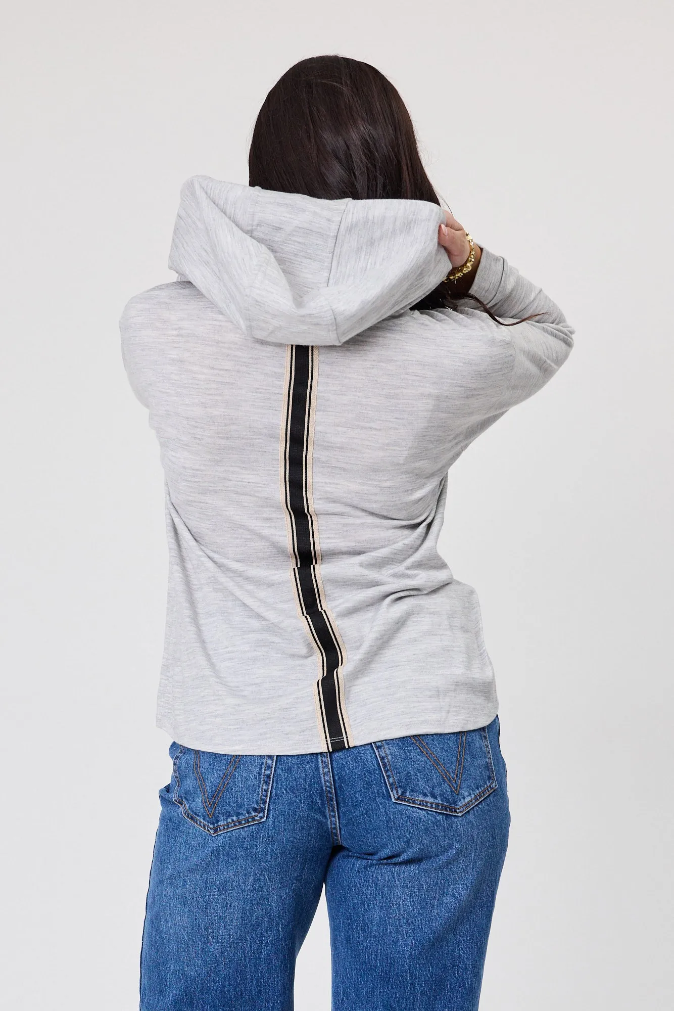 Alpine by Shine On Ontario Printed Merino Hoodie Grey Marl sold by Shine On product image thumbnail 2