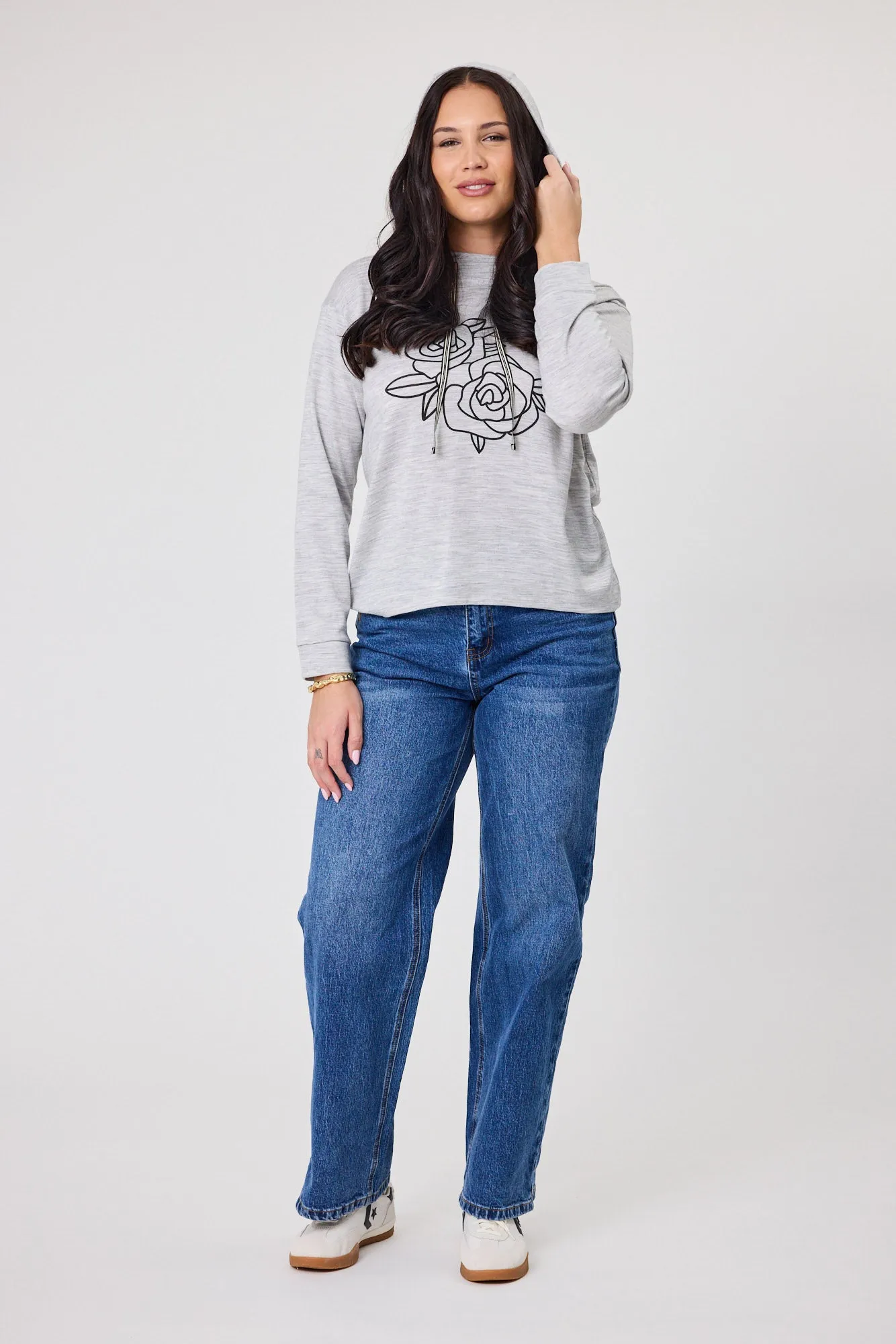 Alpine by Shine On Ontario Printed Merino Hoodie Grey Marl sold by Shine On product image thumbnail 5