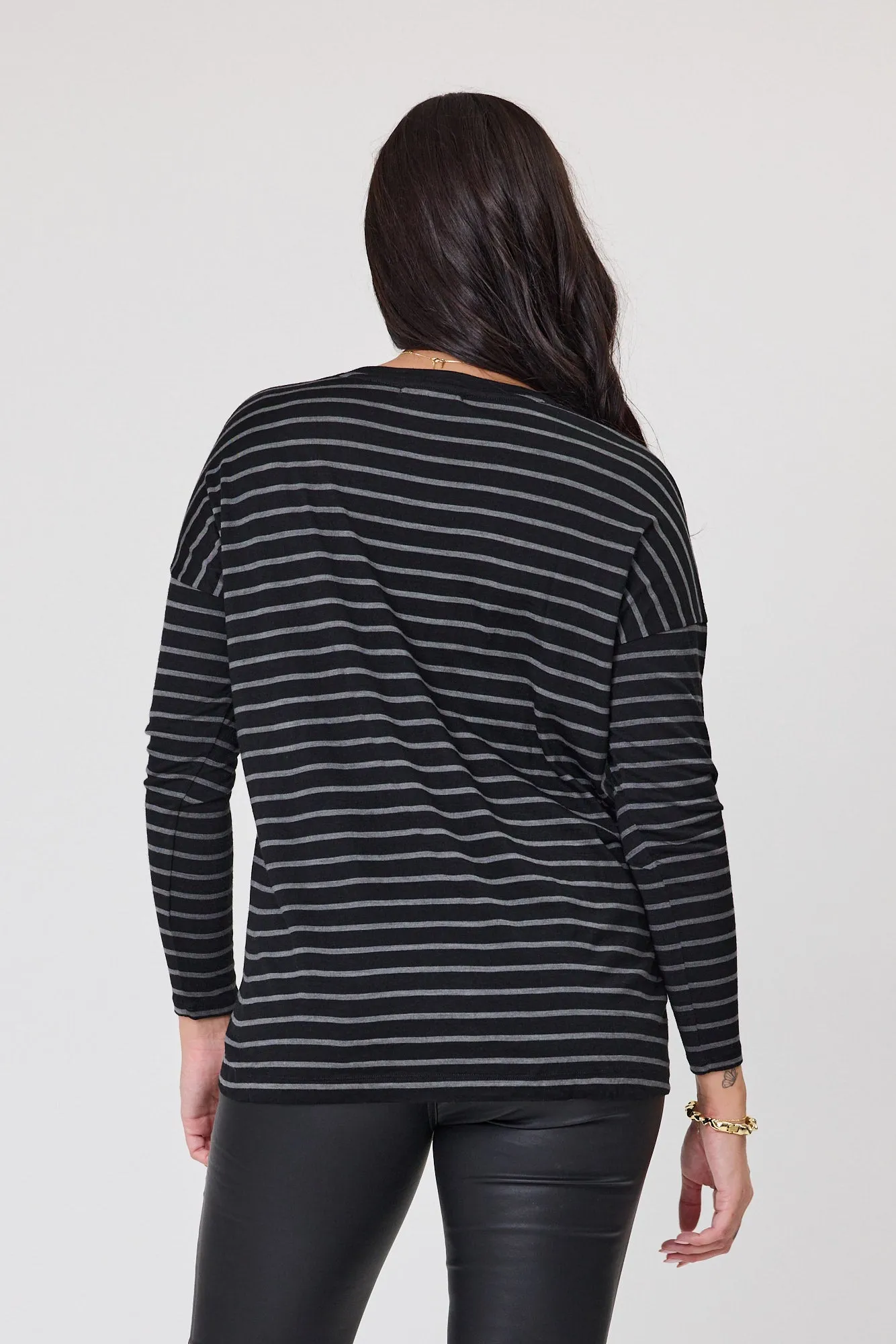 Alpine by Shine On Serena Top Black with Black Grey Stripe sold by Shine On product image thumbnail 3