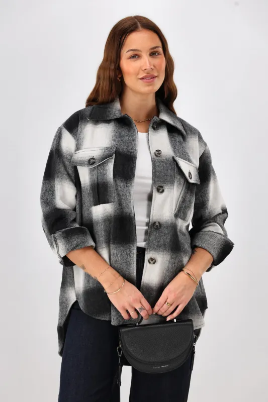 Shine On Label Treyton Checked Shacket Midnight sold by Shine On