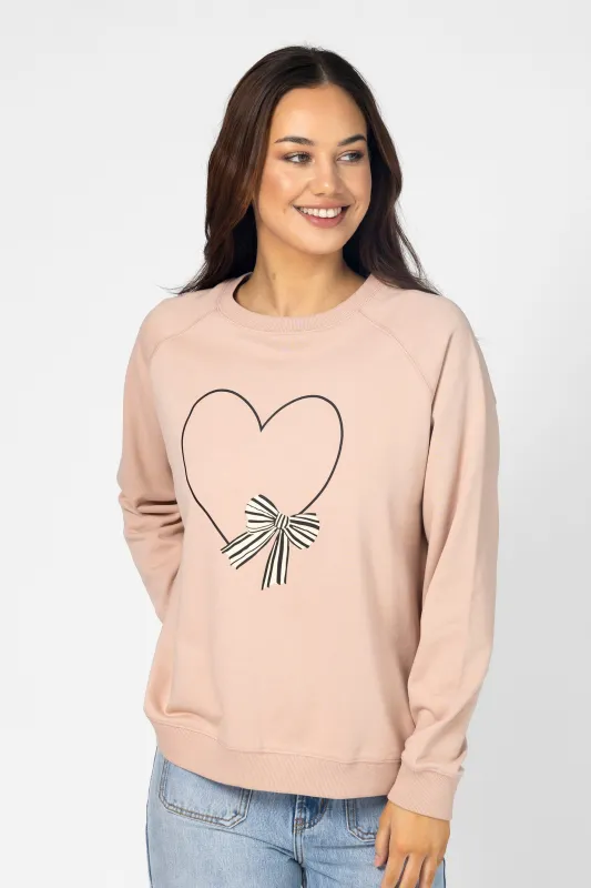 Stella + Gemma Classic Sweater Heart with Bow Rose sold by Shine On