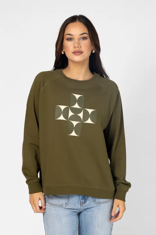 Stella + Gemma Classic Sweater Olive Mosaic sold by Shine On