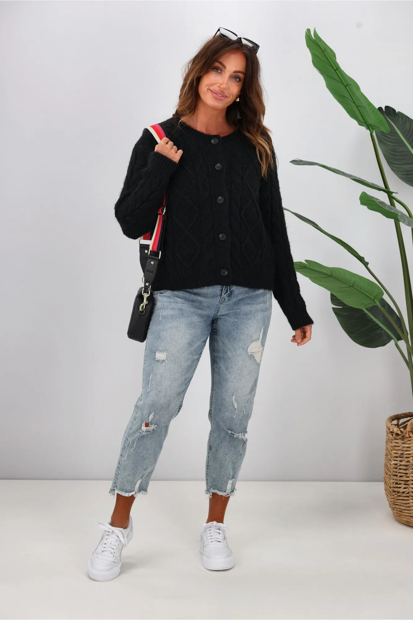 Shine On Label Wren Cable Cardigan Black sold by Shine On product image thumbnail 3