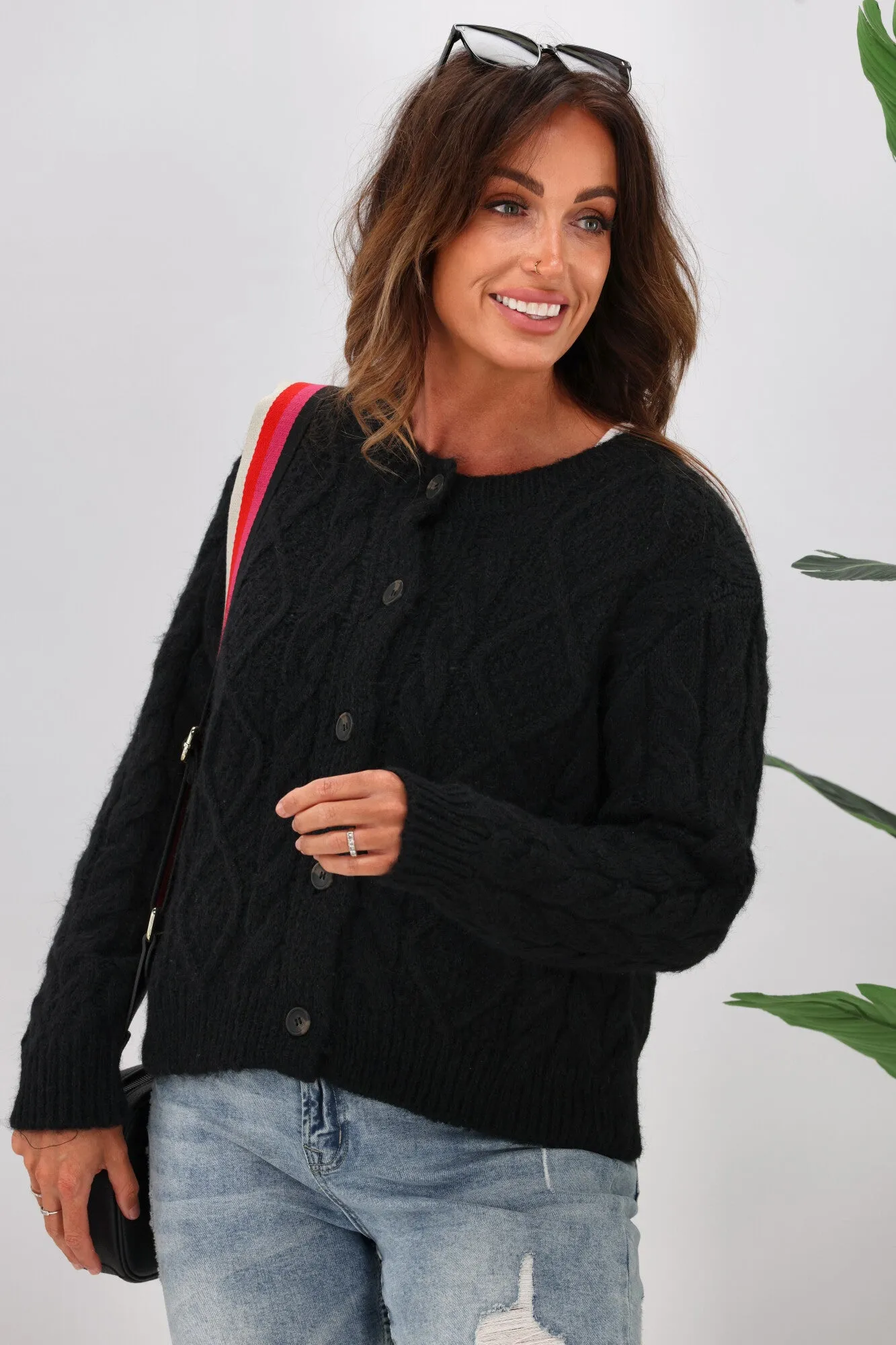 Shine On Label Wren Cable Cardigan Black sold by Shine On
