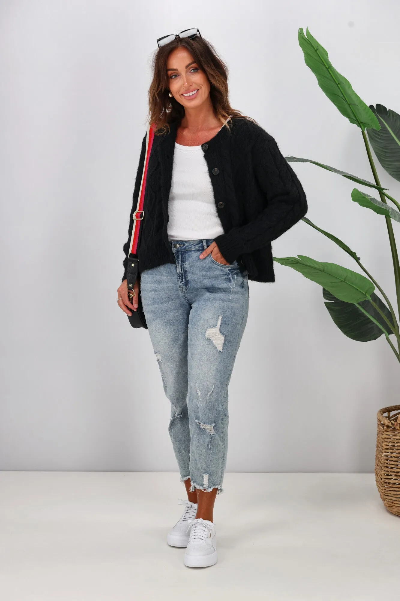 Shine On Label Wren Cable Cardigan Black sold by Shine On product image thumbnail 4