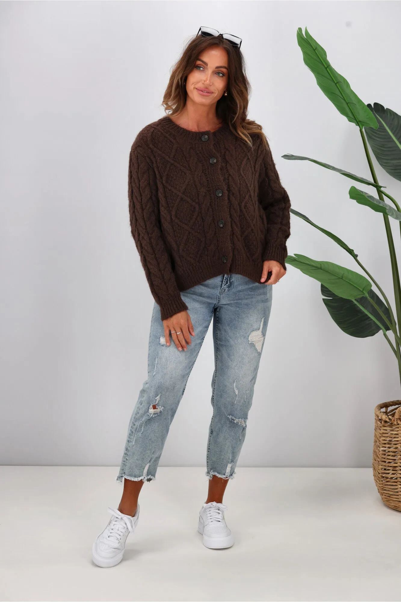 Shine On Label Wren Cable Cardigan Mocha sold by Shine On product image thumbnail 3