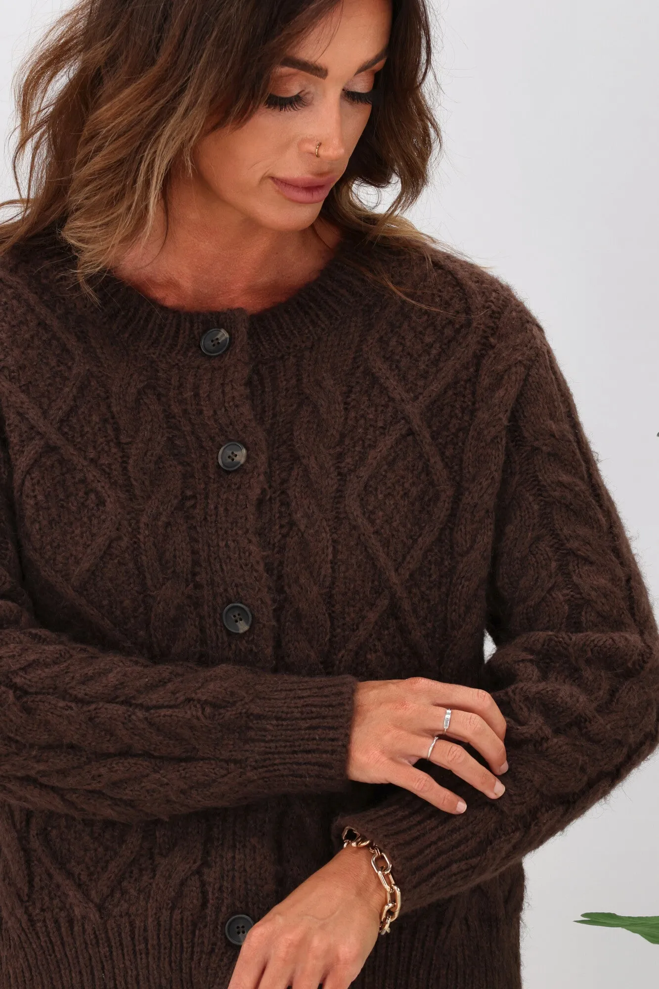 Shine On Label Wren Cable Cardigan Mocha sold by Shine On product image thumbnail 2