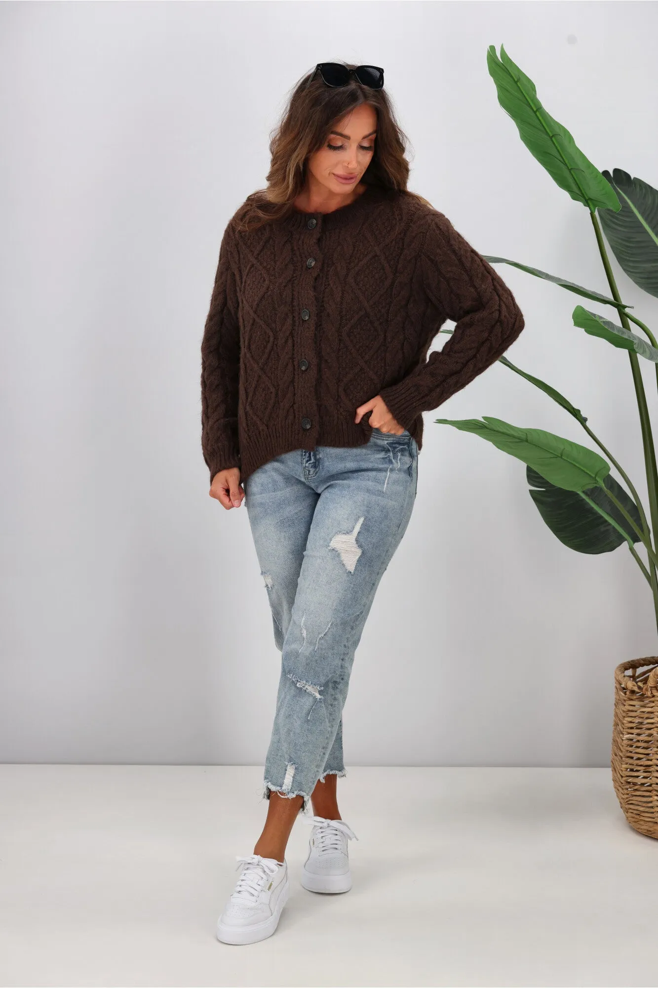 Shine On Label Wren Cable Cardigan Mocha sold by Shine On product image thumbnail 5