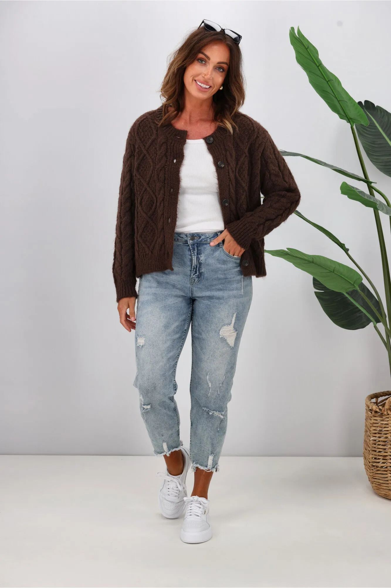 Shine On Label Wren Cable Cardigan Mocha sold by Shine On product image thumbnail 4
