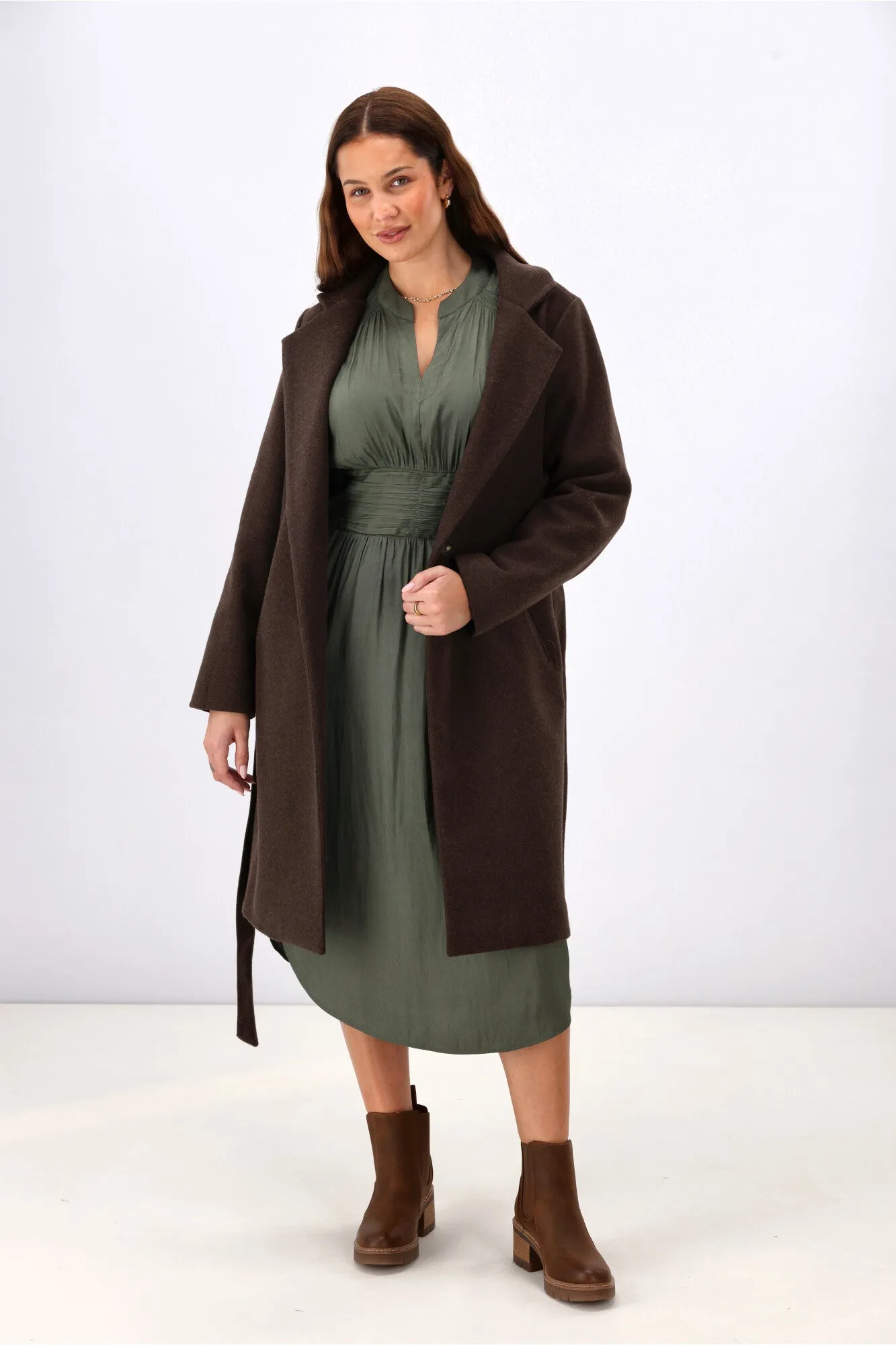 Gloss the Label Ellery Shirred Detail Dress Olive sold by Shine On product image thumbnail 4