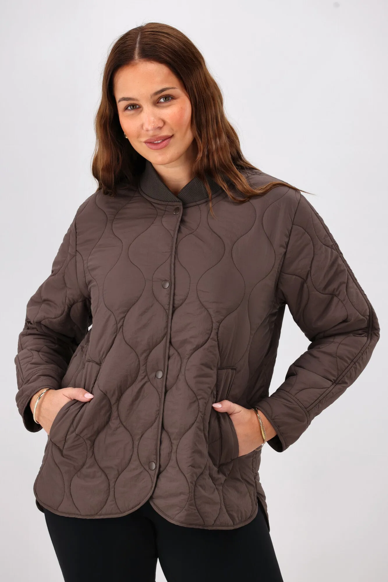 Shine On Label Haven Quilted Jacket Chocolate sold by Shine On product image thumbnail 2