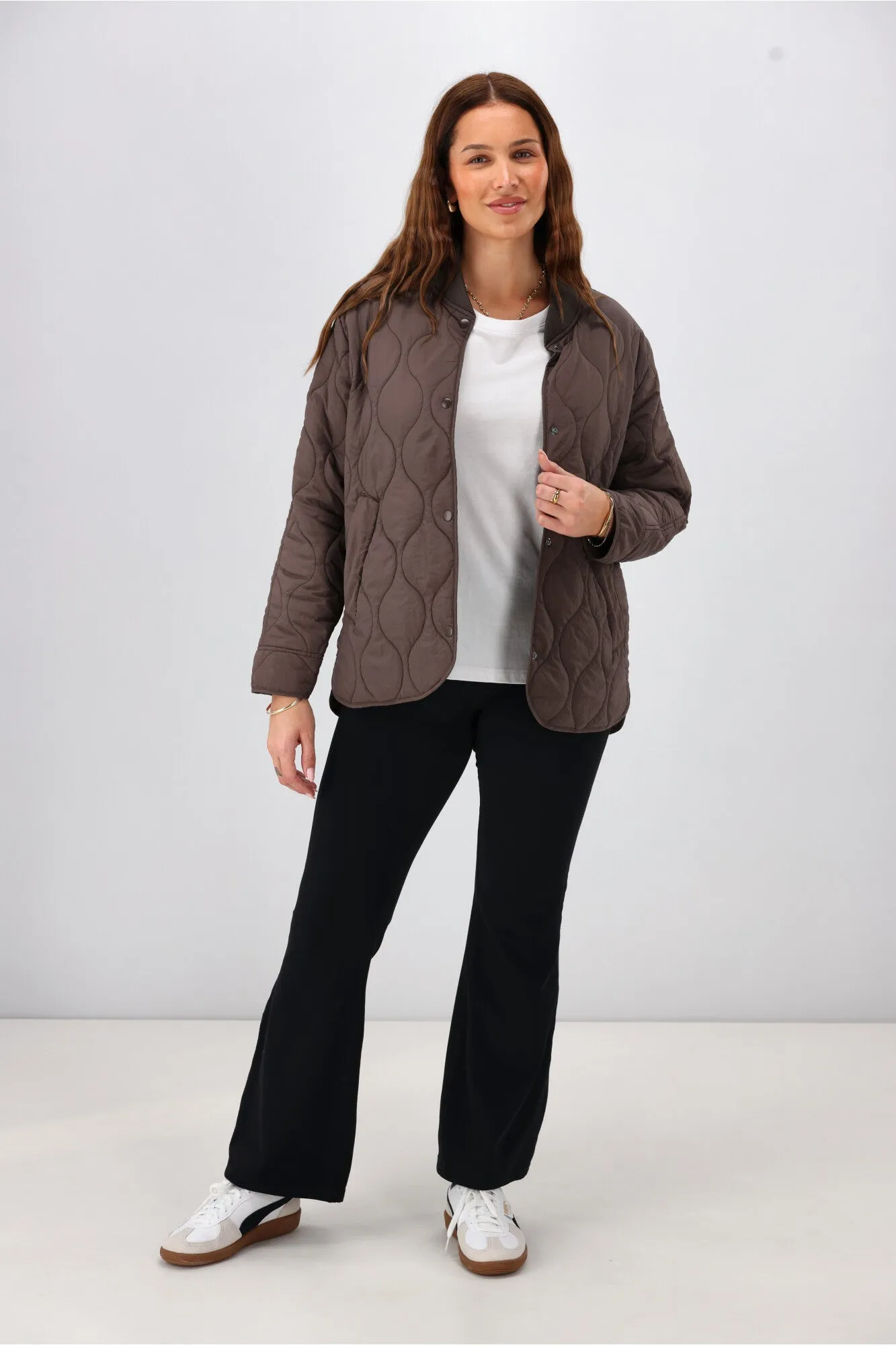 Shine On Label Haven Quilted Jacket Chocolate sold by Shine On product image thumbnail 4