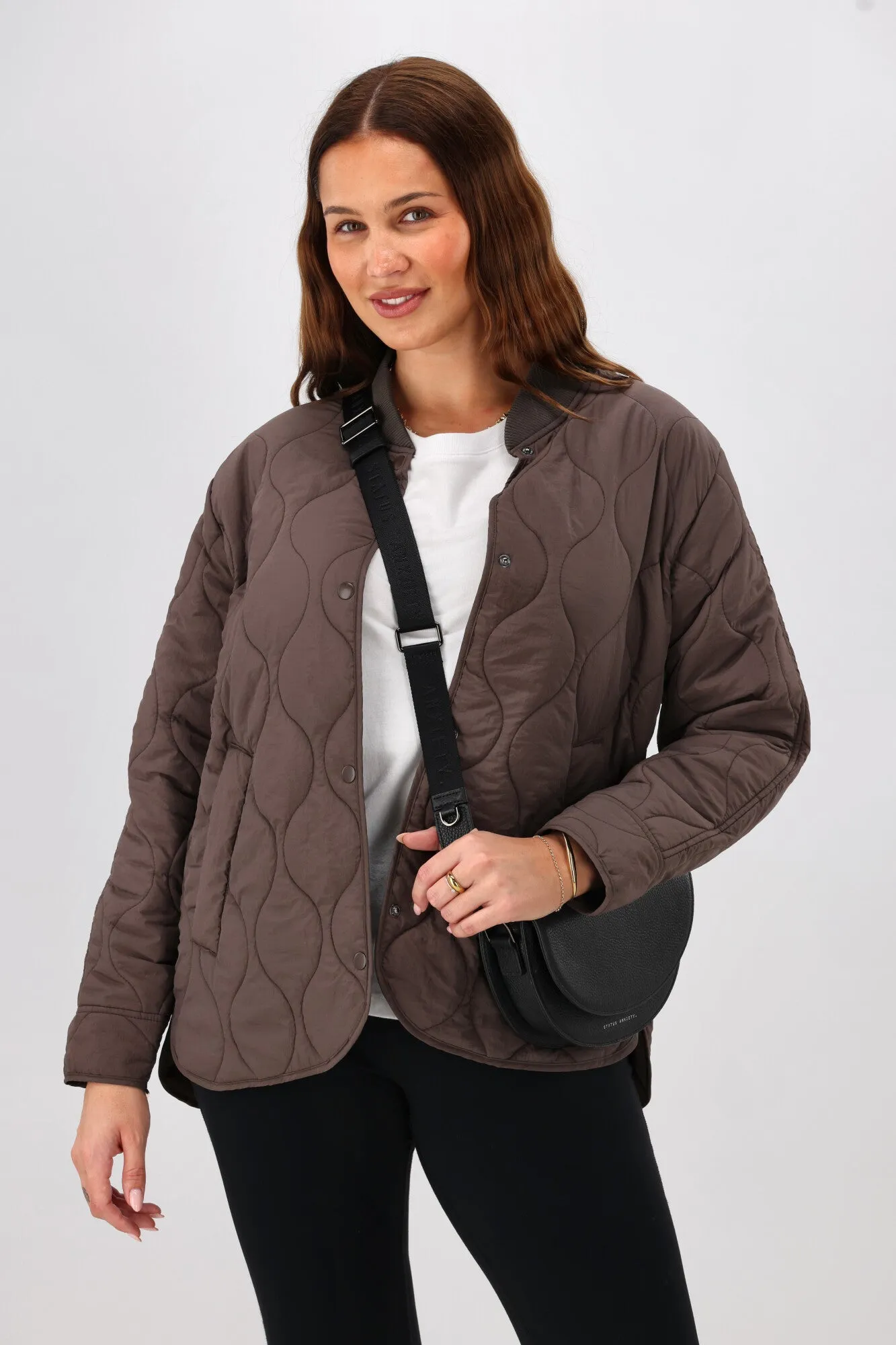 Shine On Label Haven Quilted Jacket Chocolate sold by Shine On