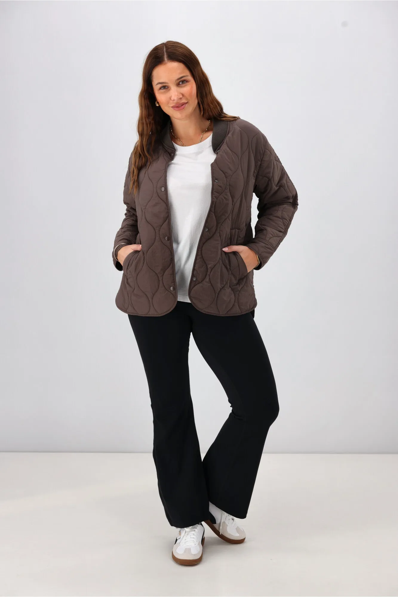 Shine On Label Haven Quilted Jacket Chocolate sold by Shine On product image thumbnail 5
