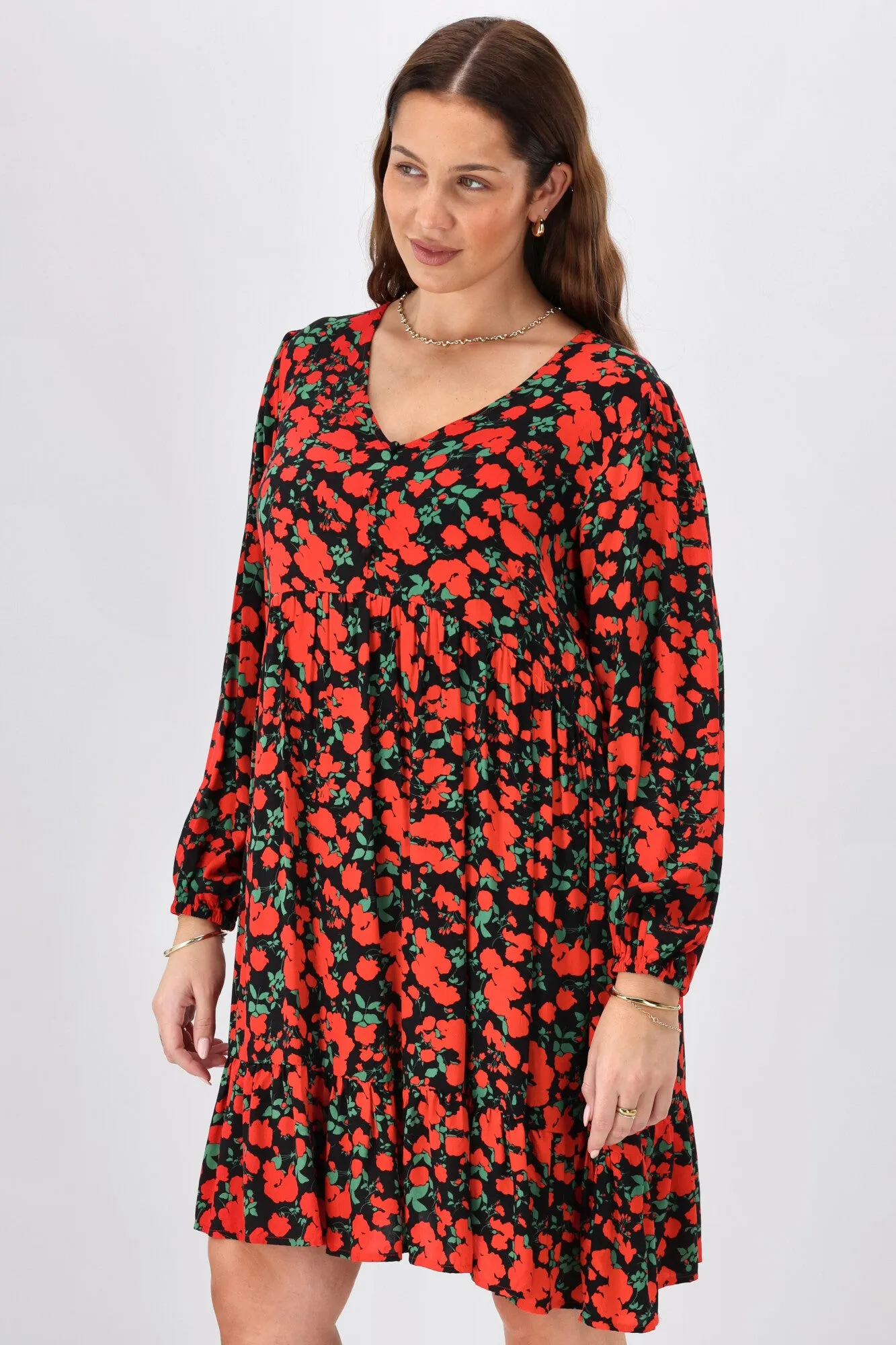 Gloss The Label Dakota V Neck Midi Dress Red Floral sold by Shine On product image thumbnail 2