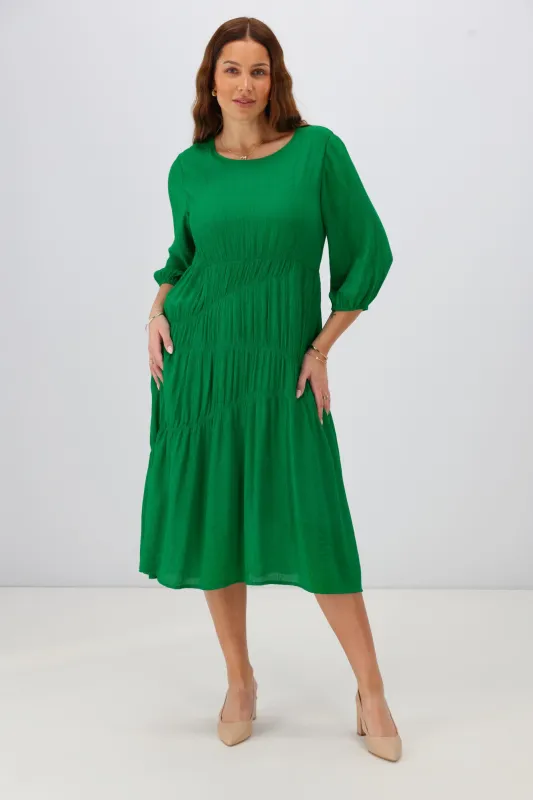 Gloss the Label Mariella Shirred Detail Dress Green sold by Shine On