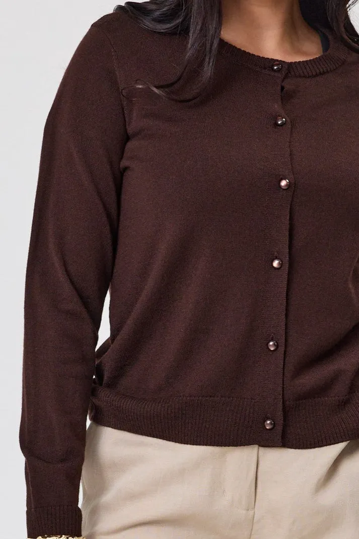 Alpine by Shine On Quebec Rib Detail Cardigan Chocolate sold by Shine On product image thumbnail 2