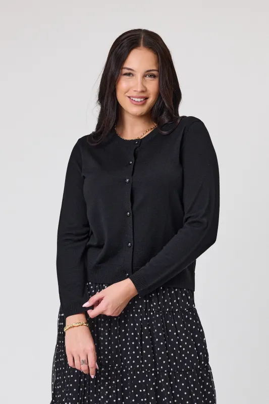 Alpine by Shine On Quebec Rib Detail Cardigan Black sold by Shine On