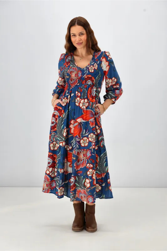 Sunday Boho Emerie Dress Paisley Print Blue sold by Shine On