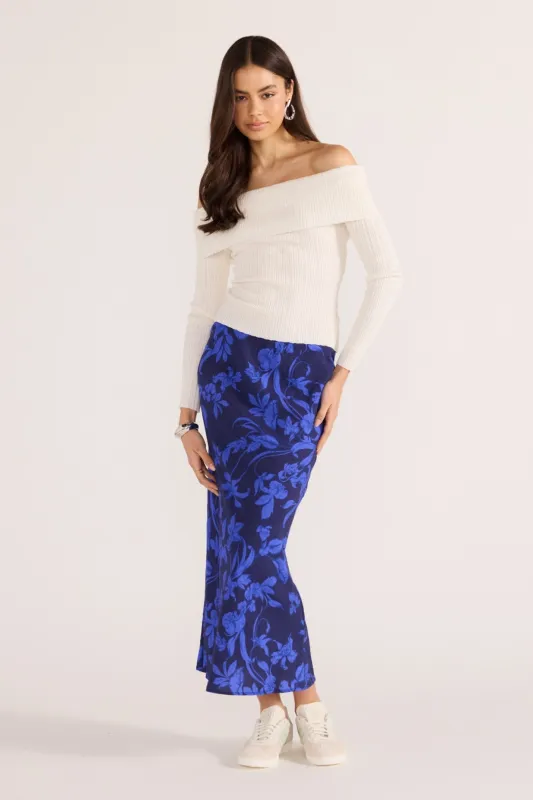 Minkpink Gianna Bias Midi Skirt Blue Floral sold by Shine On