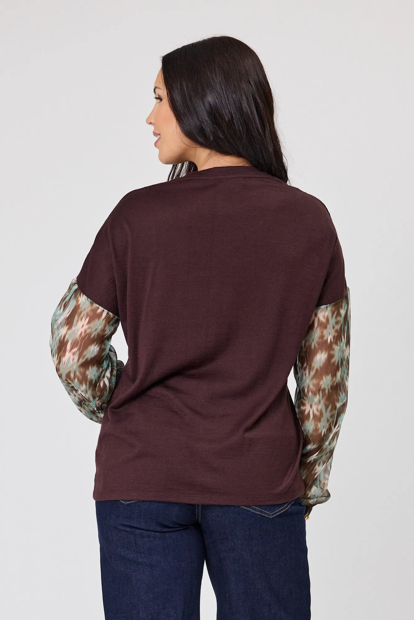 Alpine by Shine On Lourdes Chiffon Sleeve Top Chocolate sold by Shine On product image thumbnail 4