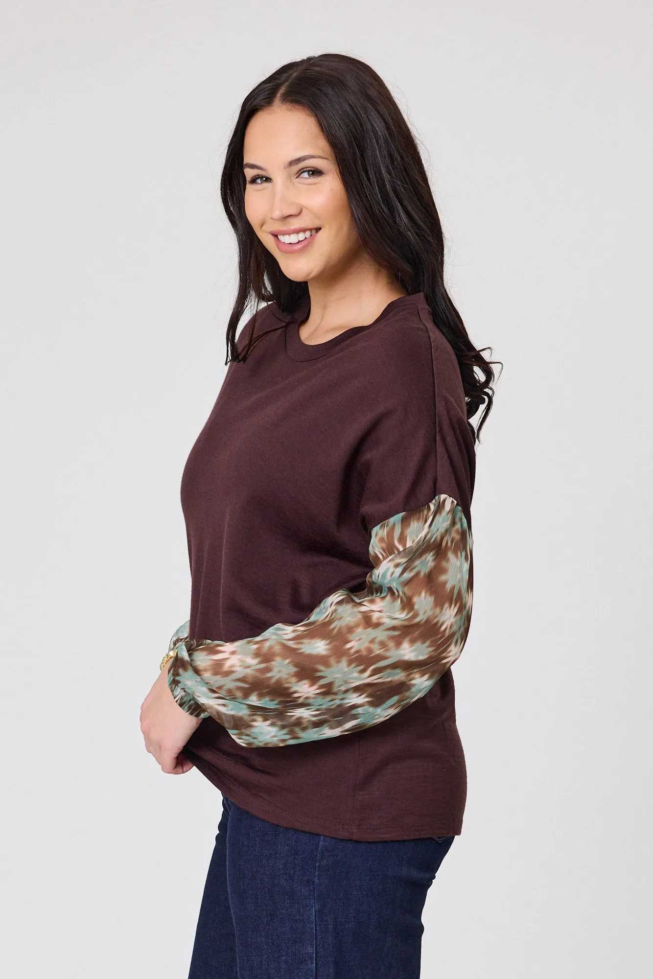 Alpine by Shine On Lourdes Chiffon Sleeve Top Chocolate sold by Shine On product image thumbnail 2