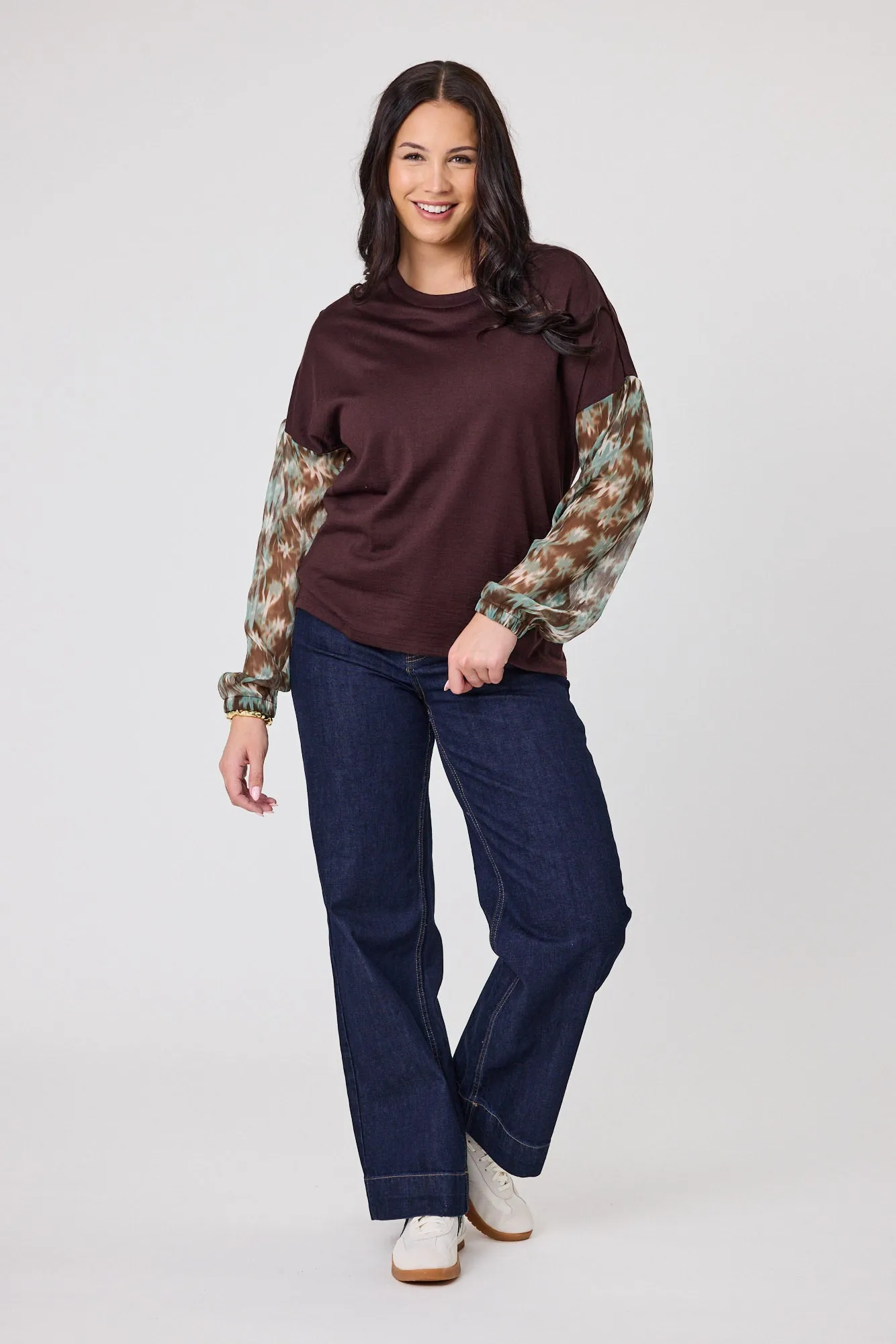 Alpine by Shine On Lourdes Chiffon Sleeve Top Chocolate sold by Shine On product image thumbnail 3