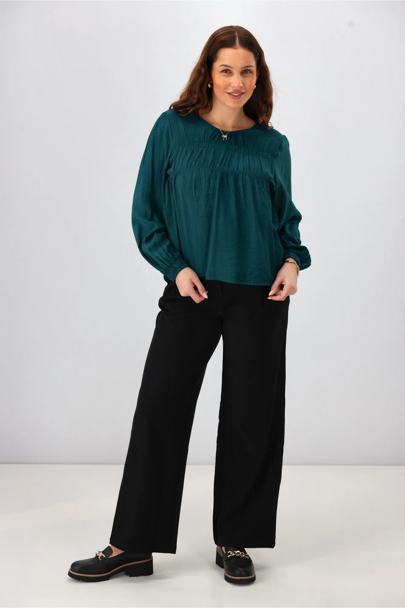 Shine On Label Kate Shirred Detail Top Teal sold by Shine On product image thumbnail 5