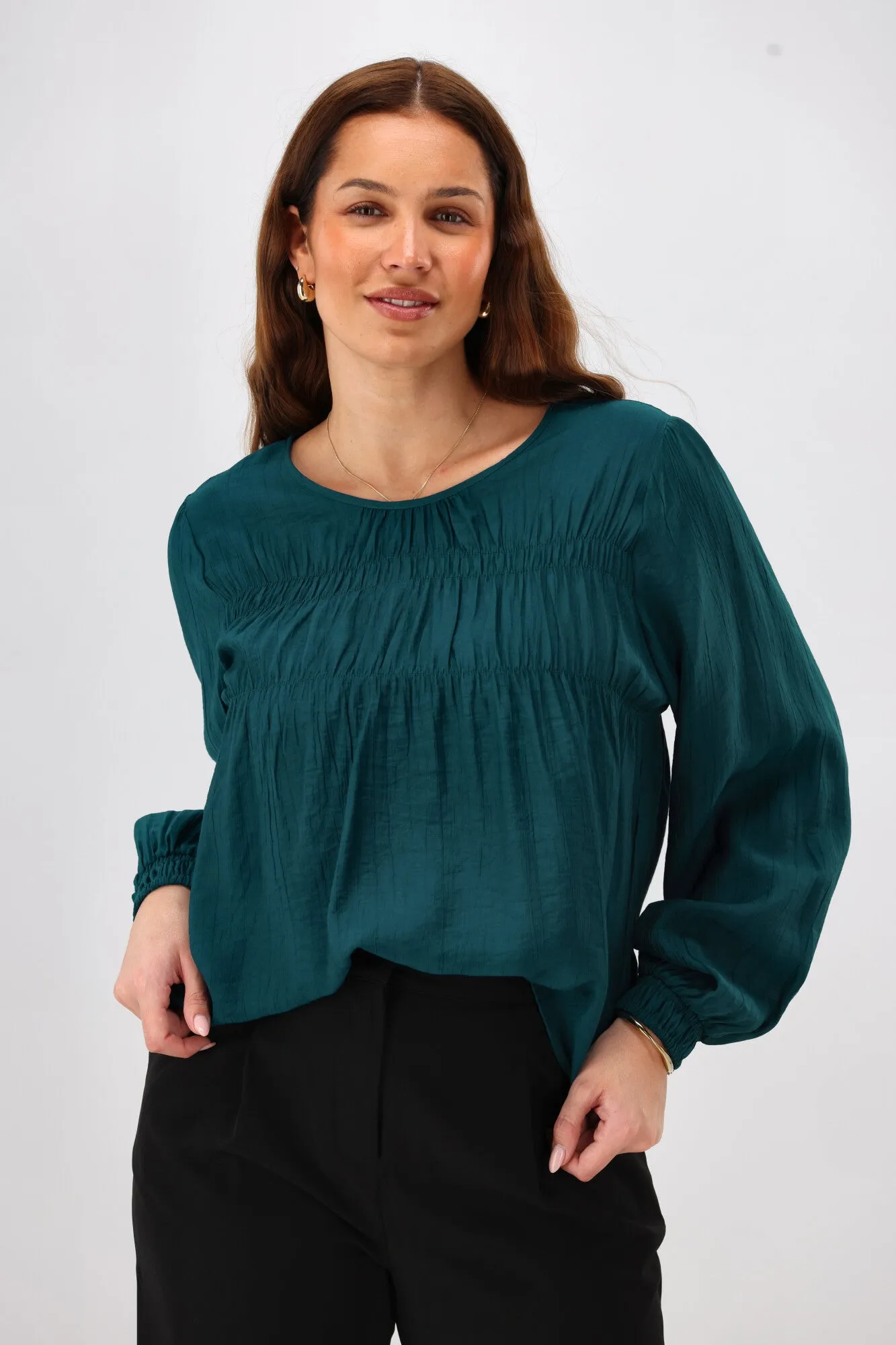 Shine On Label Kate Shirred Detail Top Teal sold by Shine On product image thumbnail 4