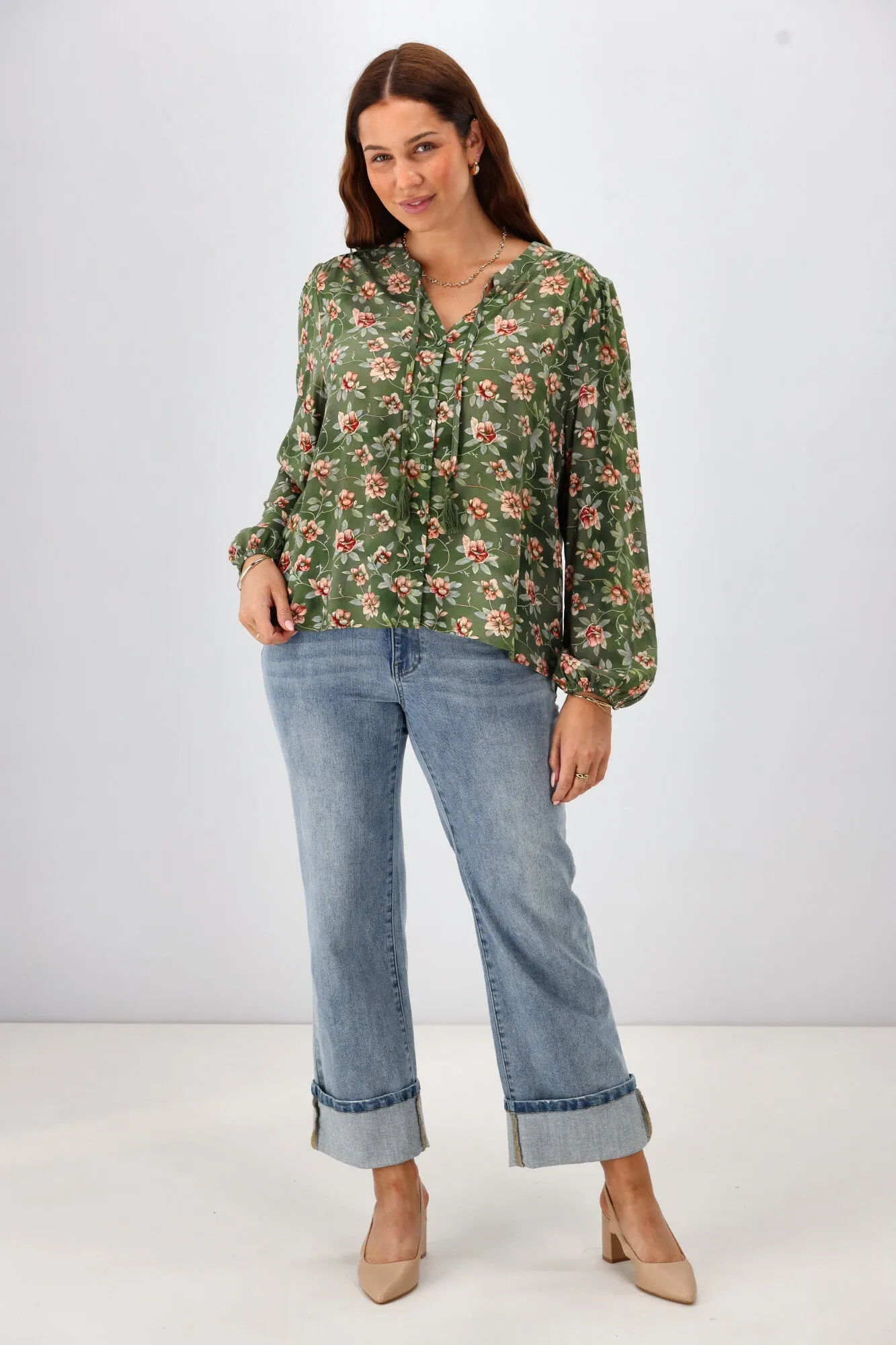 Gloss The Label Zinnia Mandarin Collar Blouse Botanical Floral sold by Shine On product image thumbnail 3