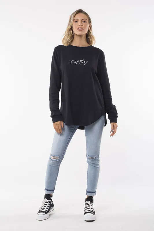 Silent Theory Obstructed Crew Washed Black sold by Shine On