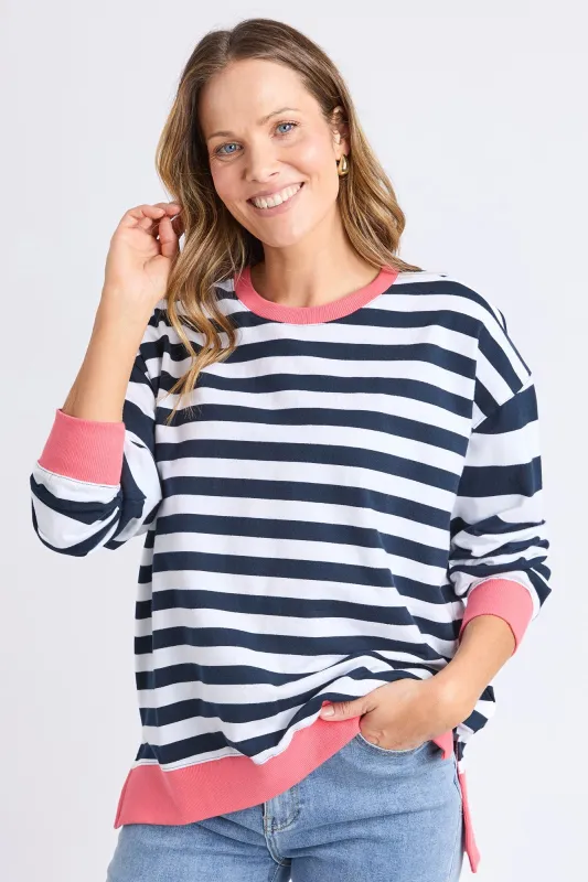 Elm Vivid Crew Navy White Stripe sold by Shine On