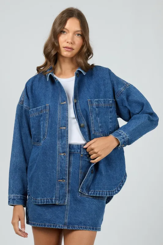 All About Eve Dale Shacket Heritage Blue made by All About Eve