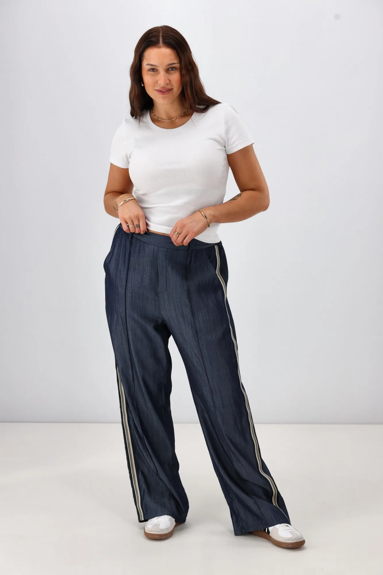 Shine On Label Maize Chambray Wide Leg Pant Indigo sold by Shine On product image thumbnail 4
