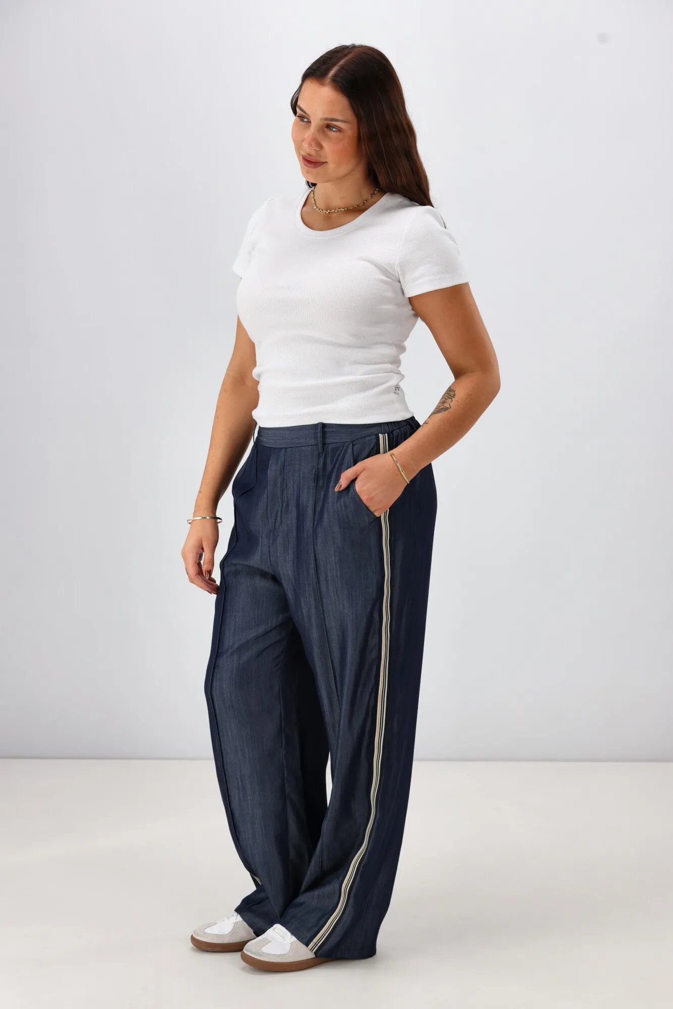 Shine On Label Maize Chambray Wide Leg Pant Indigo sold by Shine On product image thumbnail 5