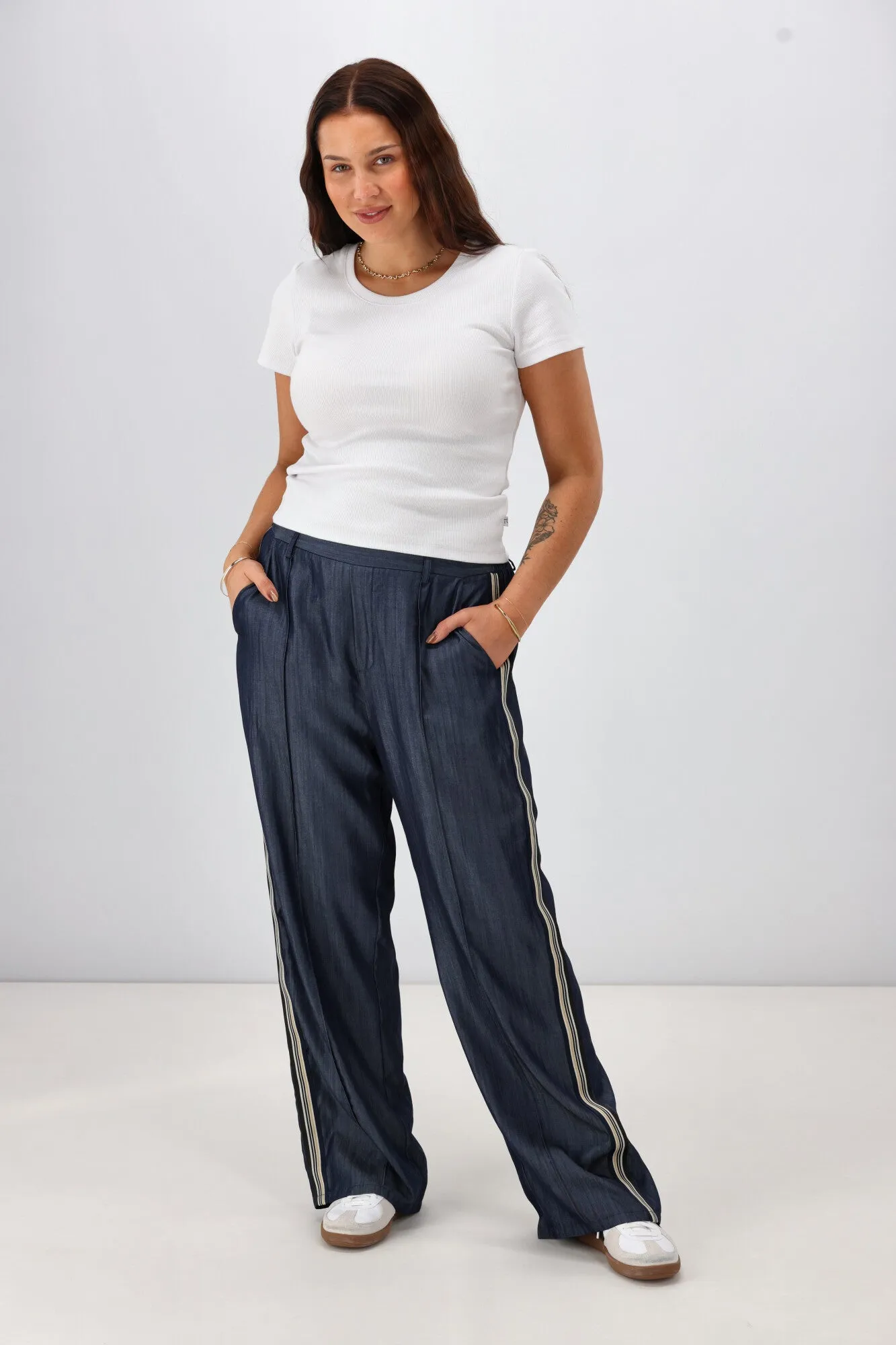 Shine On Label Maize Chambray Wide Leg Pant Indigo sold by Shine On product image thumbnail 3