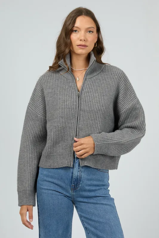 All About Eve Bridie Knit Zip Through Charcoal sold by Shine On