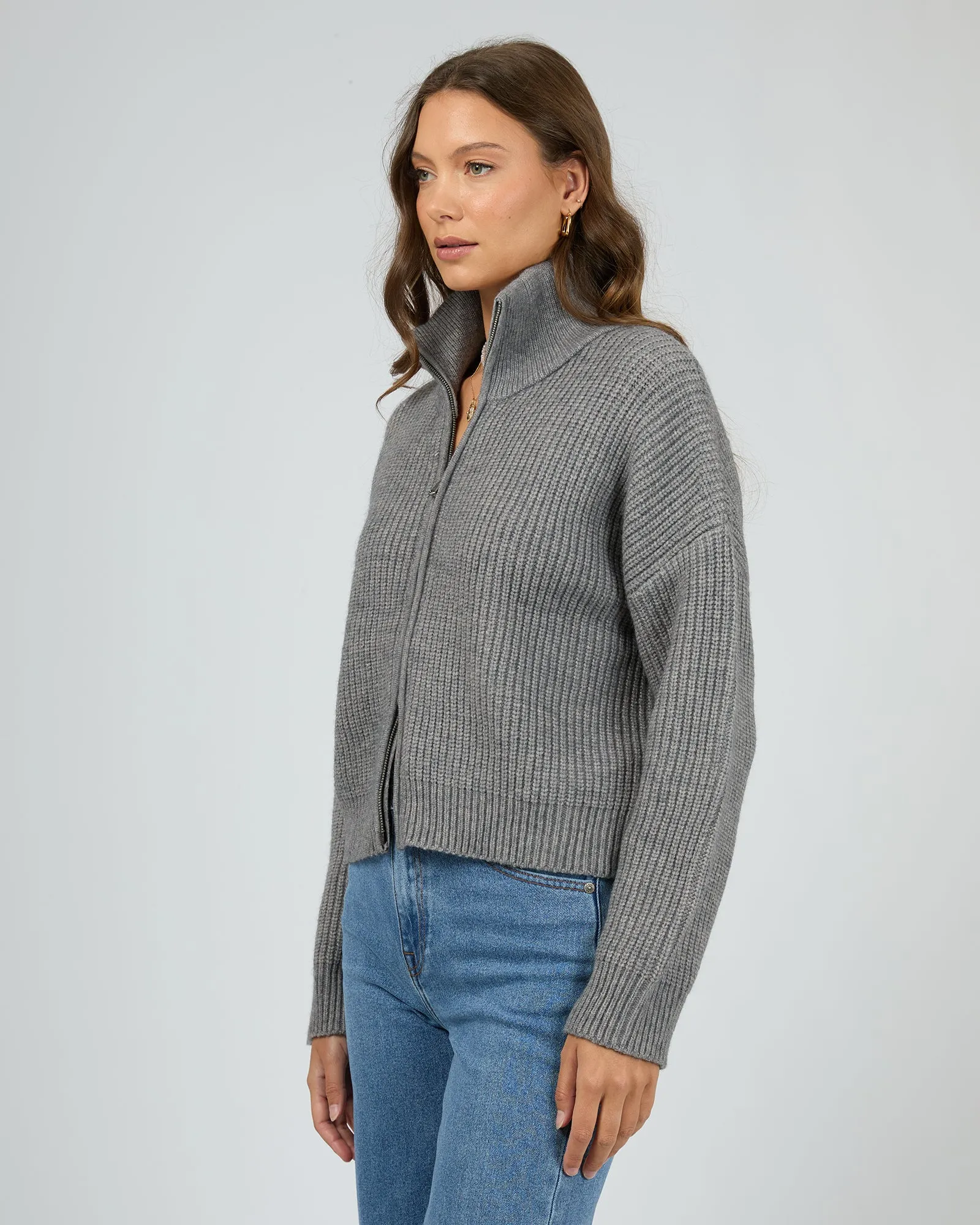 All About Eve Bridie Knit Zip Through Charcoal sold by Shine On product image thumbnail 3