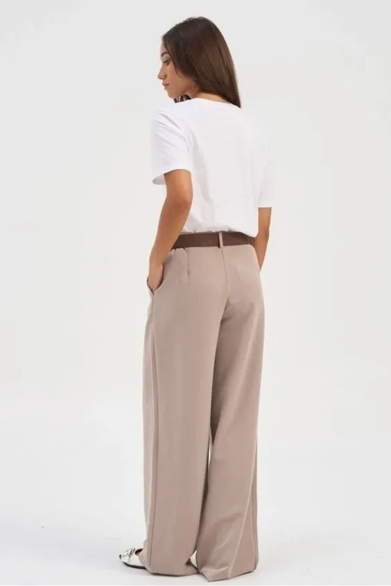 ONLY Hattie High Waist Pleat Pant Taupe sold by Shine On product image thumbnail 5