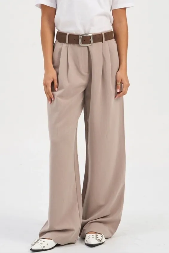 ONLY Hattie High Waist Pleat Pant Taupe sold by Shine On product image thumbnail 2