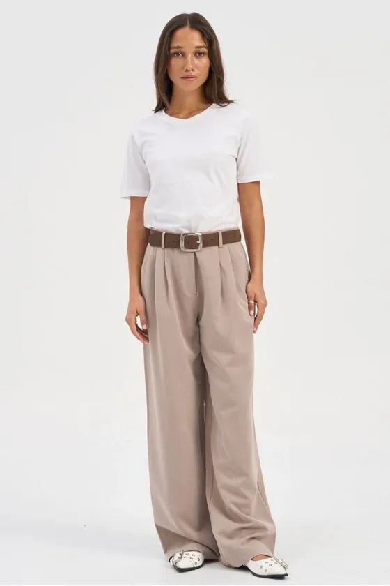 ONLY Hattie High Waist Pleat Pant Taupe sold by Shine On product image thumbnail 3