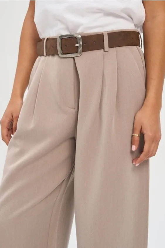 ONLY Hattie High Waist Pleat Pant Taupe sold by Shine On product image thumbnail 4