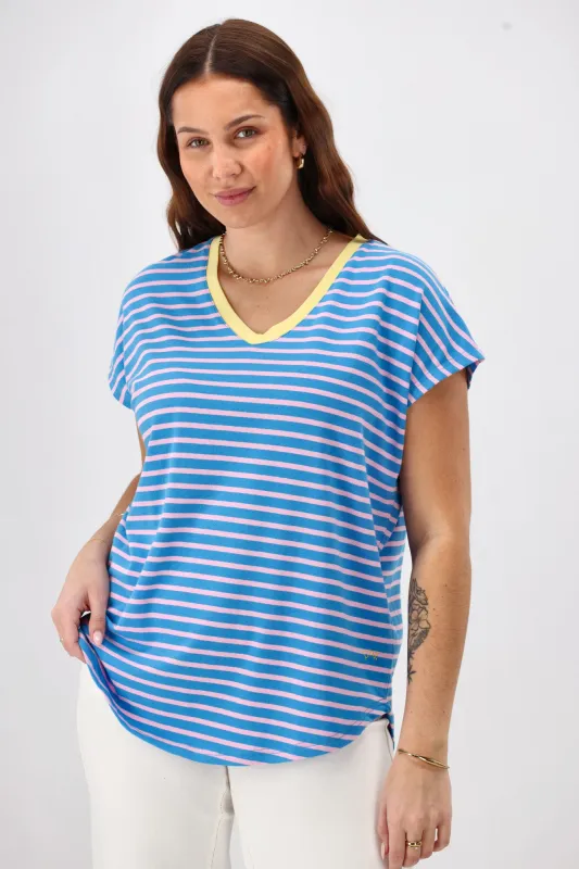 Rebel Club Be Bold Stripe Tee Blue sold by Shine On