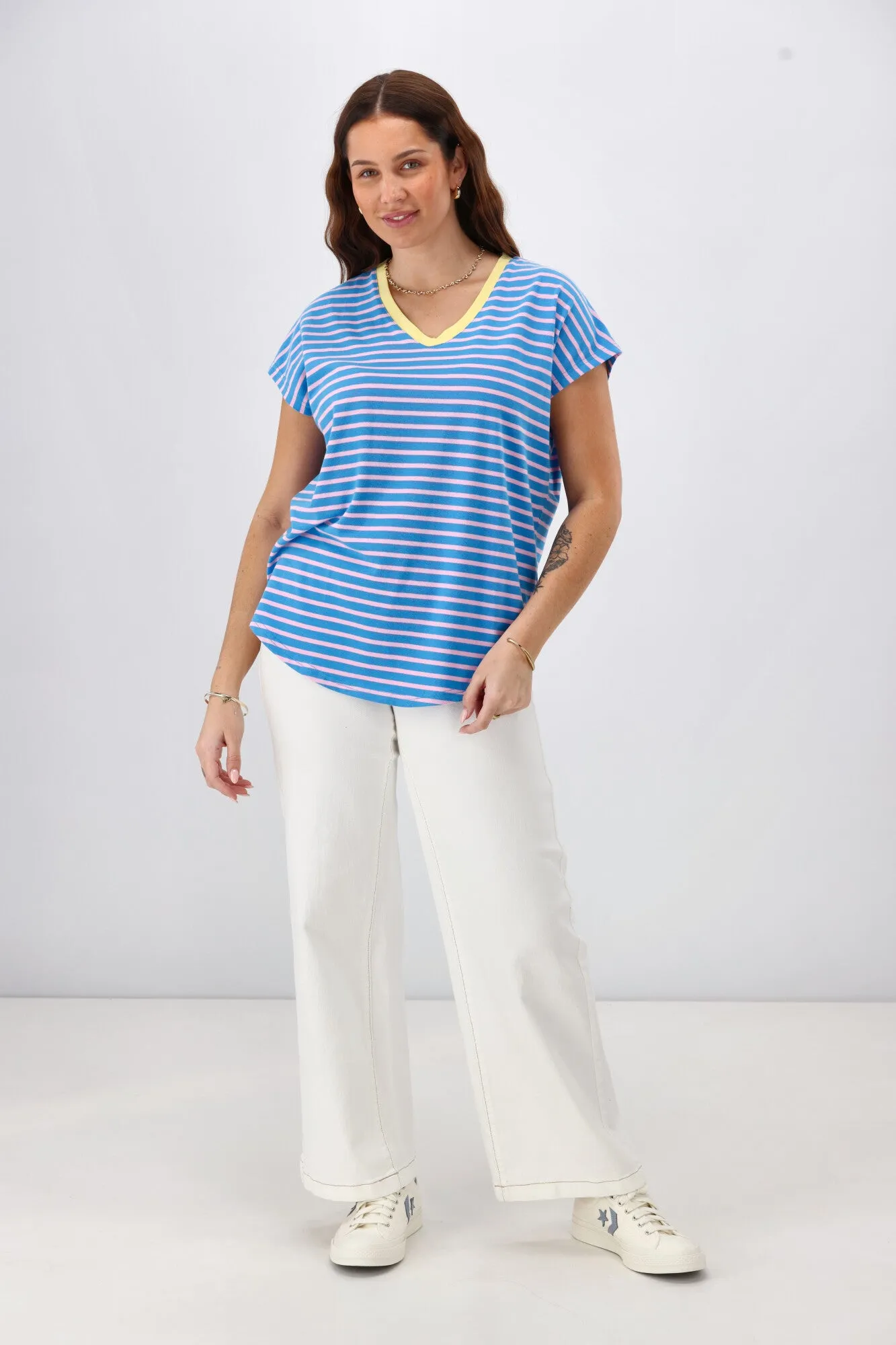 Rebel Club Be Bold Stripe Tee Blue sold by Shine On product image thumbnail 5