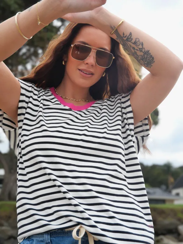 Rebel Club Be Bold Stripe Tee Black White sold by Shine On