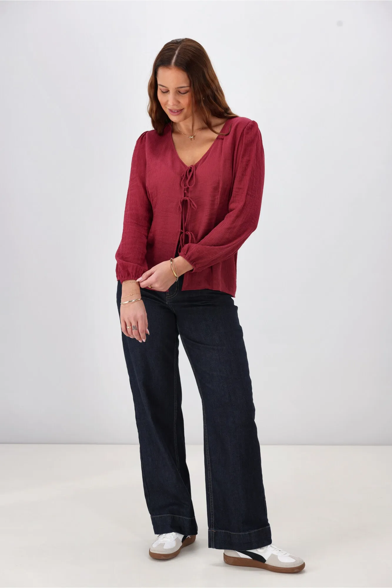 Gloss The Label Morgana Tie Front Top Merlot sold by Shine On product image thumbnail 4
