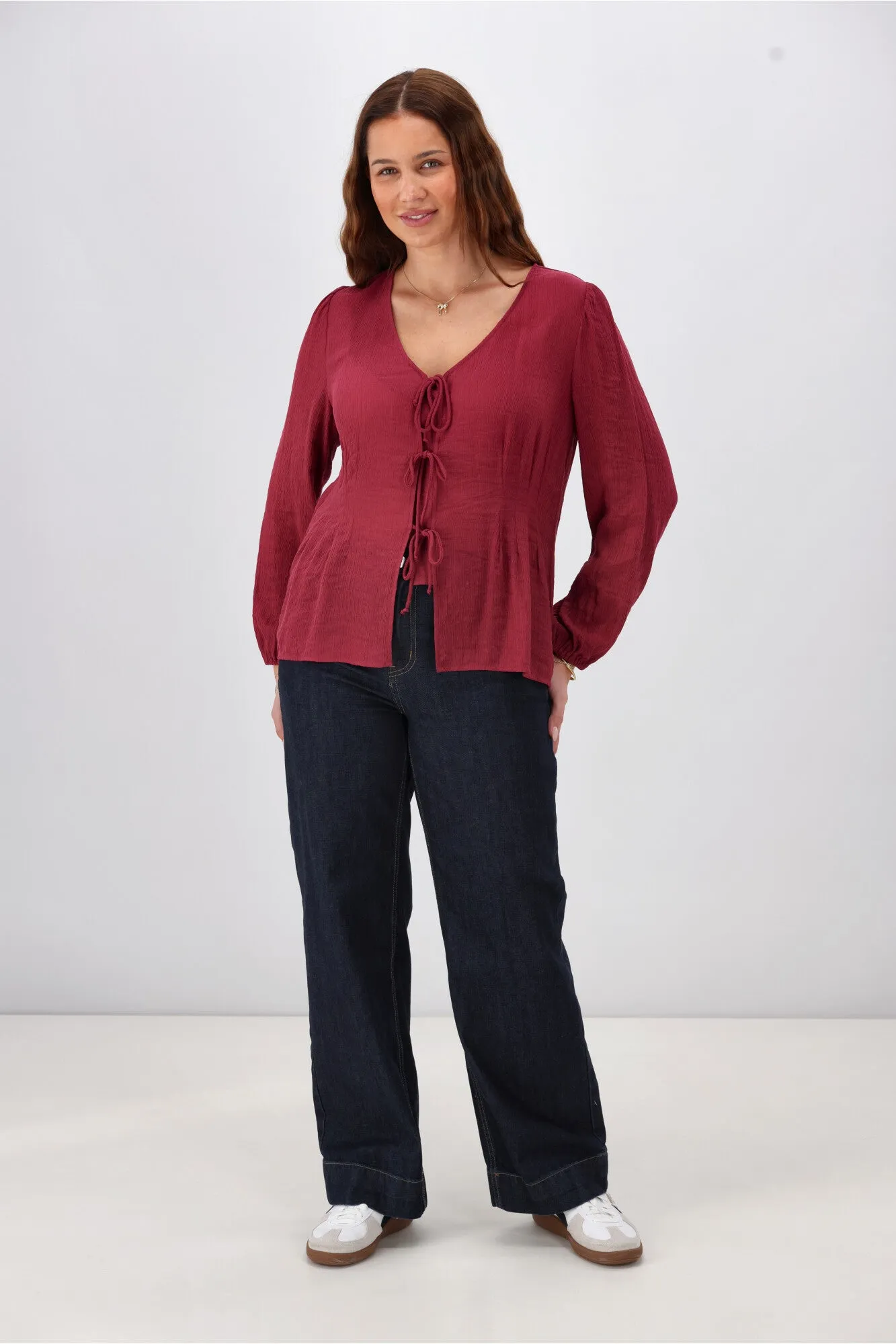 Gloss The Label Morgana Tie Front Top Merlot sold by Shine On product image thumbnail 3