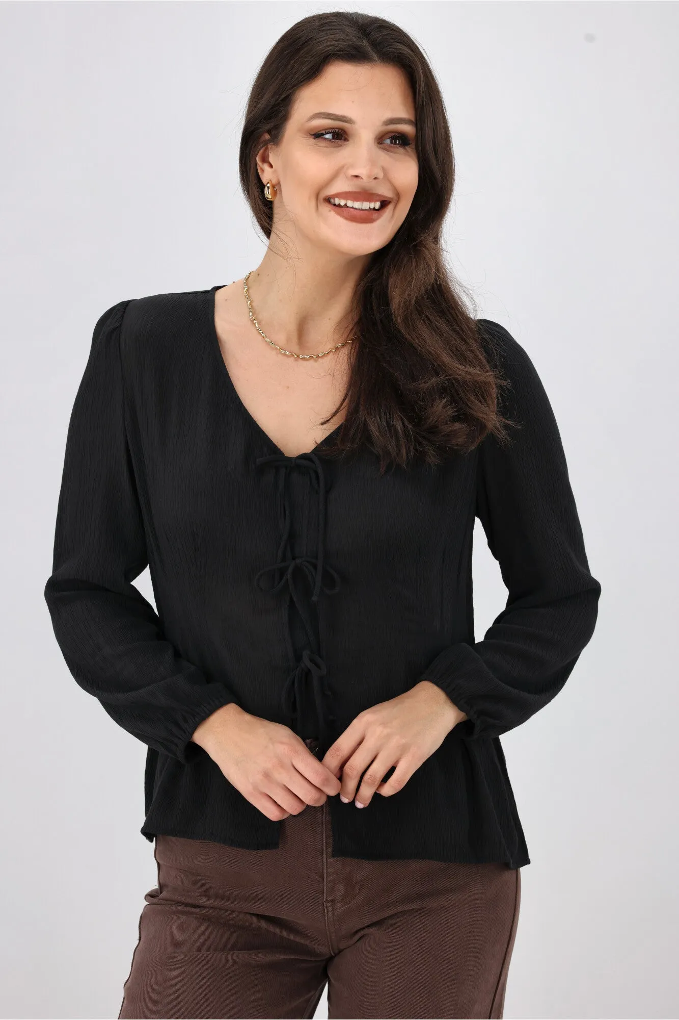 Gloss The Label Morgana Tie Front Top Black sold by Shine On product image thumbnail 2