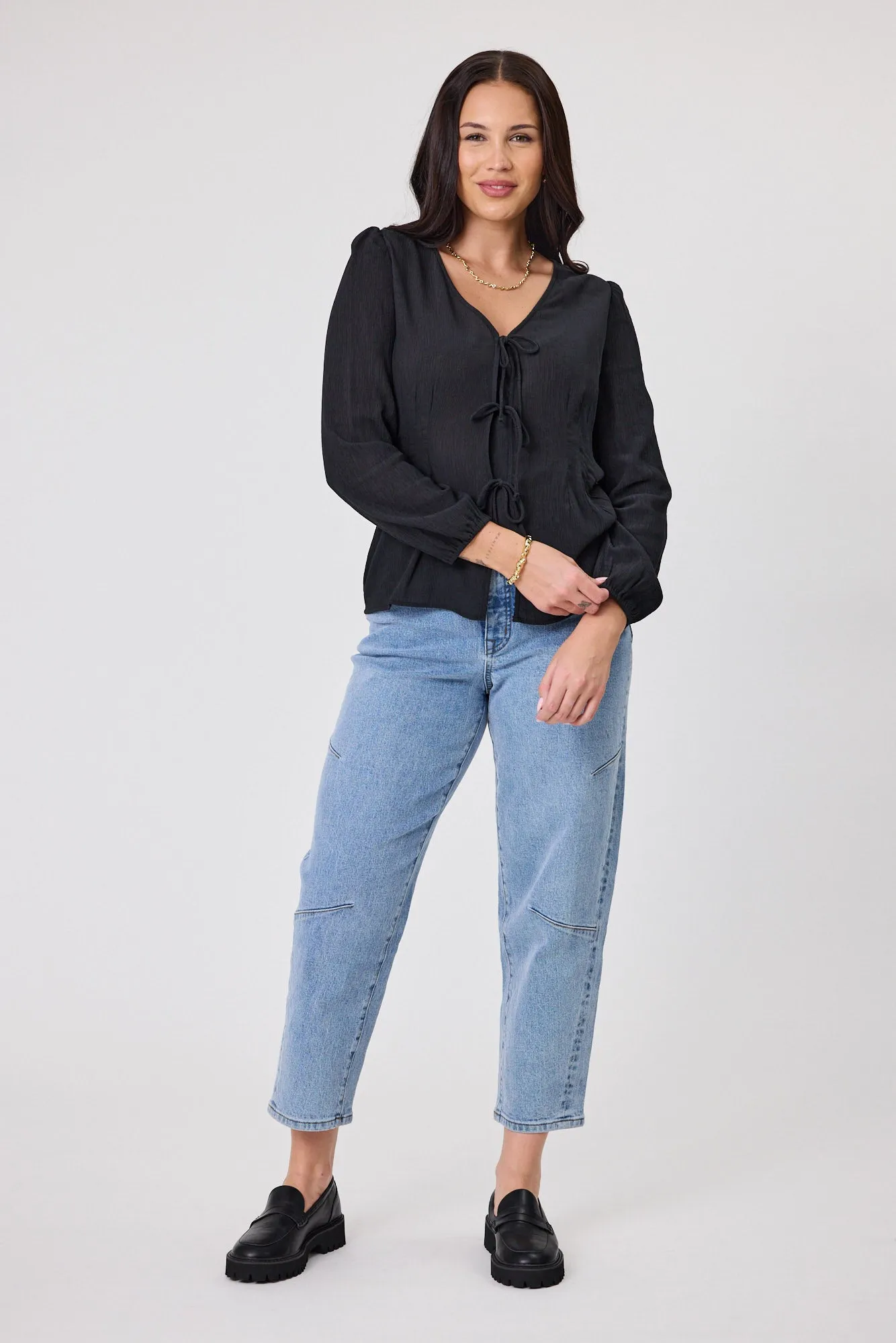 Gloss The Label Morgana Tie Front Top Black sold by Shine On product image thumbnail 3