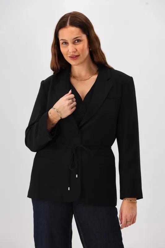 Gloss by Shine On Nerio Blazer with Tie Black sold by Shine On